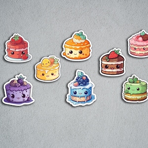 Naklejka na słodkie ciasto, naklejki na jedzenie, błyszcząca wycinana naklejka, naklejka dekoracyjna, naklejka na dziennik i album, kawaii cake, zestaw naklejek