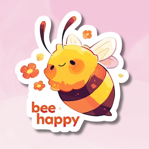 Pegatina feliz de abeja, pegatina linda de abeja, pegatina de abeja de primavera, pegatina de abeja motivacional, BuJo y suministros de diario