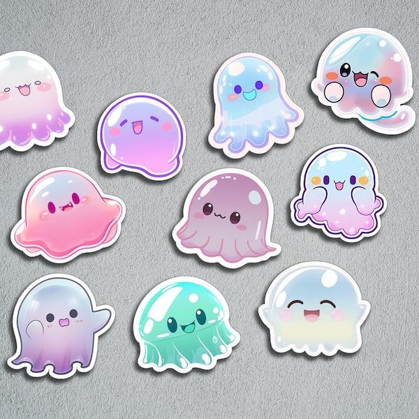 Cute Jelly Ghost Sticker, Ghost Stickers, Glossy Die-Cut Sticker, Decorative Sticker, Journal Sticker, Jelly-Like Ghosts, Kawaii Sticker