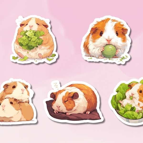 Cute Guineapig Sticker, Eating Guineapigs, Pet Sticker, Cute Guineapigs, BuJo and Diary Supplies