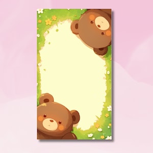 Cute Bear Notepad, Teddybear Notepad, Cuddly Bear Notepad, Kawaii Brownbear Memopad, Teddy Bear