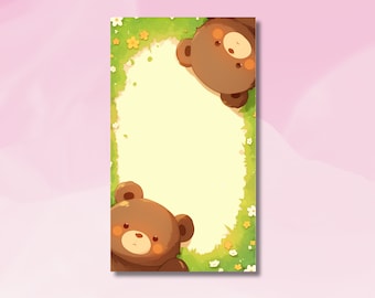 Blocco note dell'orso carino, blocco note dell'orsacchiotto, blocco note dell'orso coccolone, blocco note dell'orso bruno Kawaii, orsacchiotto