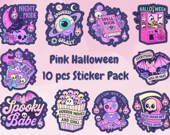 Pink Halloween Sticker Set, Cute Halloween Sticker Set, Pink Spooky Sticker Set, Halloween Ghosts Sticker, Pink Design, Ghost Design