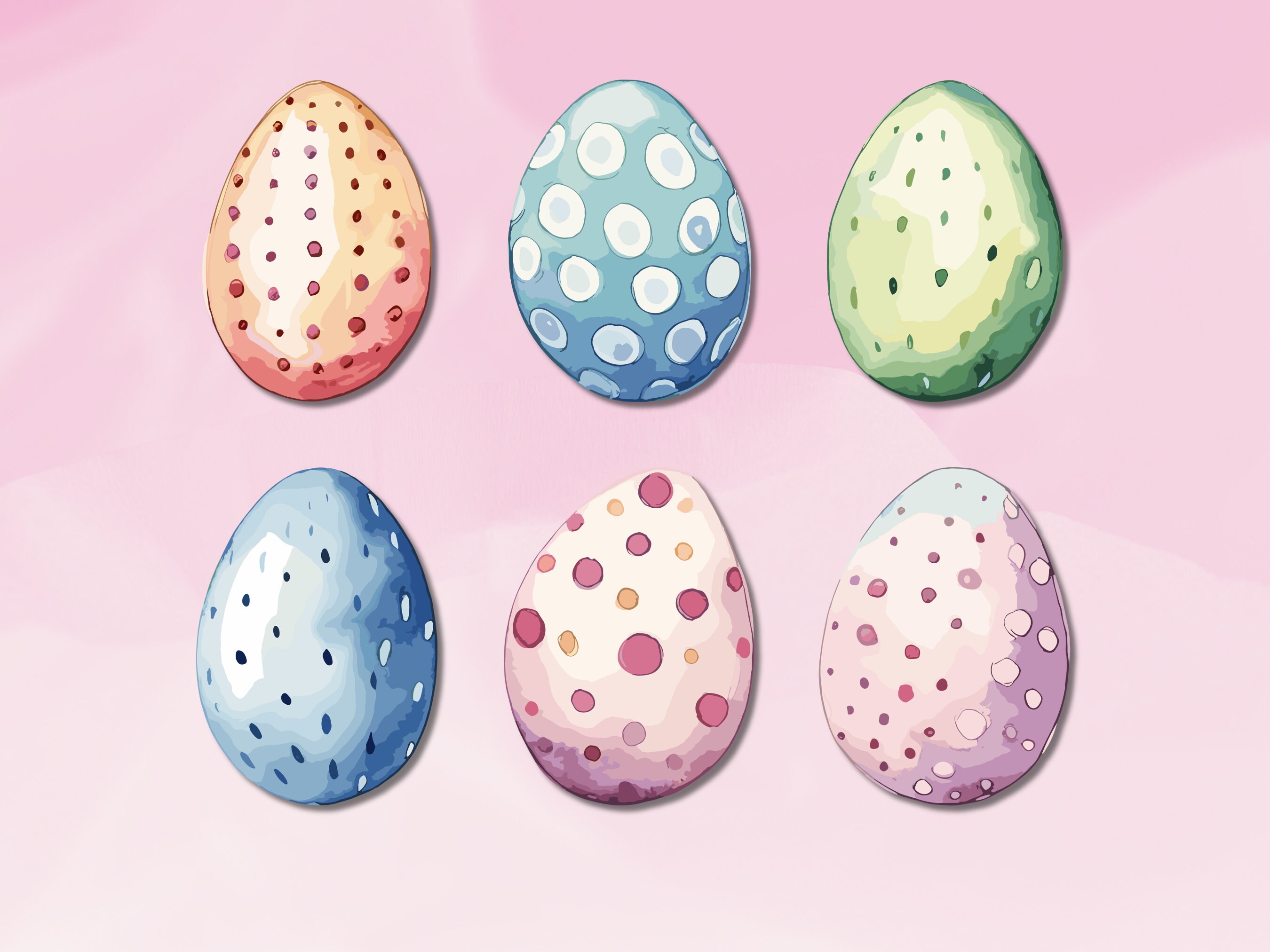 Dotted Easter Egg Sticker, Watercolor Easteregg Sticker Set, Colorful & Dot Pattern Sticker