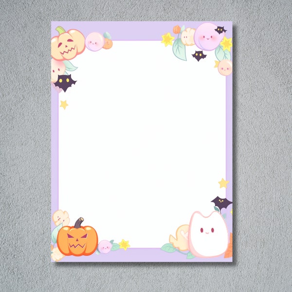 Cute Halloween Notepad, Rectangle Notepad, Pastel Pumpkin Notepad, Ghosts and Pumpkins Notepad, Jack-O-Lantern Memopad