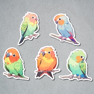 Niedliche Papageien-Aufkleber, Papageien-Aufkleber-Set, Tier-Aufkleber, niedliche Tier-Aufkleber, BuJo-Zubehör, Kinder-Aufkleber, roter Papagei, grüner Papagei