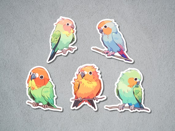 Cute Parrot Stickers, Parrot Sticker Set, Animal Sticker, Cute Animal Sticker, BuJo Supplies, Kids Sticker, Red Parrot, Green Parrot