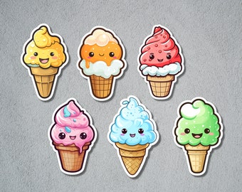 Cute Ice Cream Sticker, Food Stickers, Glossy Die-Cut Sticker, Decorative Sticker, Journal and Scrapbook Sticker, Icecream, Kawaii Sticker