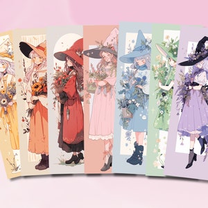 Cute Bookmark, Cute Witches Bookmark, Floral Witch Bookmark, Witchy Bookmark, Floral and Herb Witches Bookmark, Booklover Gift