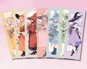 Cute Bookmark, Cute Witches Bookmark, Floral Witch Bookmark, Witchy Bookmark, Floral and Herb Witches Bookmark, Booklover Gift