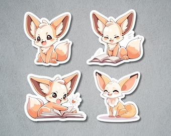 Cute Fennec Fox Stickers, Fennec Fox Sticker Set, Animal Sticker, Fox Animal Sticker, BuJo Supplies, Kids Sticker