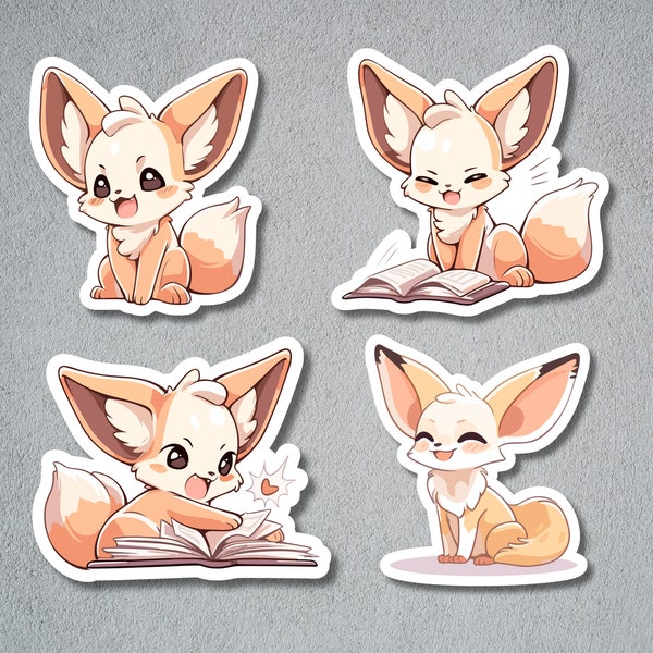Cute Fennec Fox Stickers, Fennec Fox Sticker Set, Animal Sticker, Fox Animal Sticker, BuJo Supplies, Kids Sticker