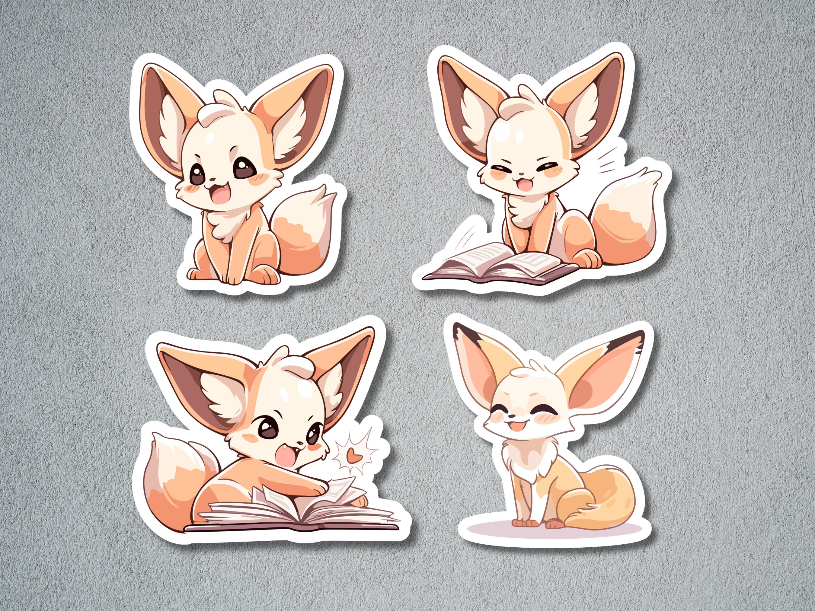 Cute Fennec Fox Stickers, Fennec Fox Sticker Set, Animal