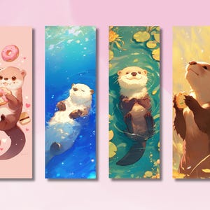 Marque-page mignon, marque-page loutre mignon, marque-page loutres, collection de marque-pages, collection de marque-pages animaux marins, cadeau pour amoureux des livres