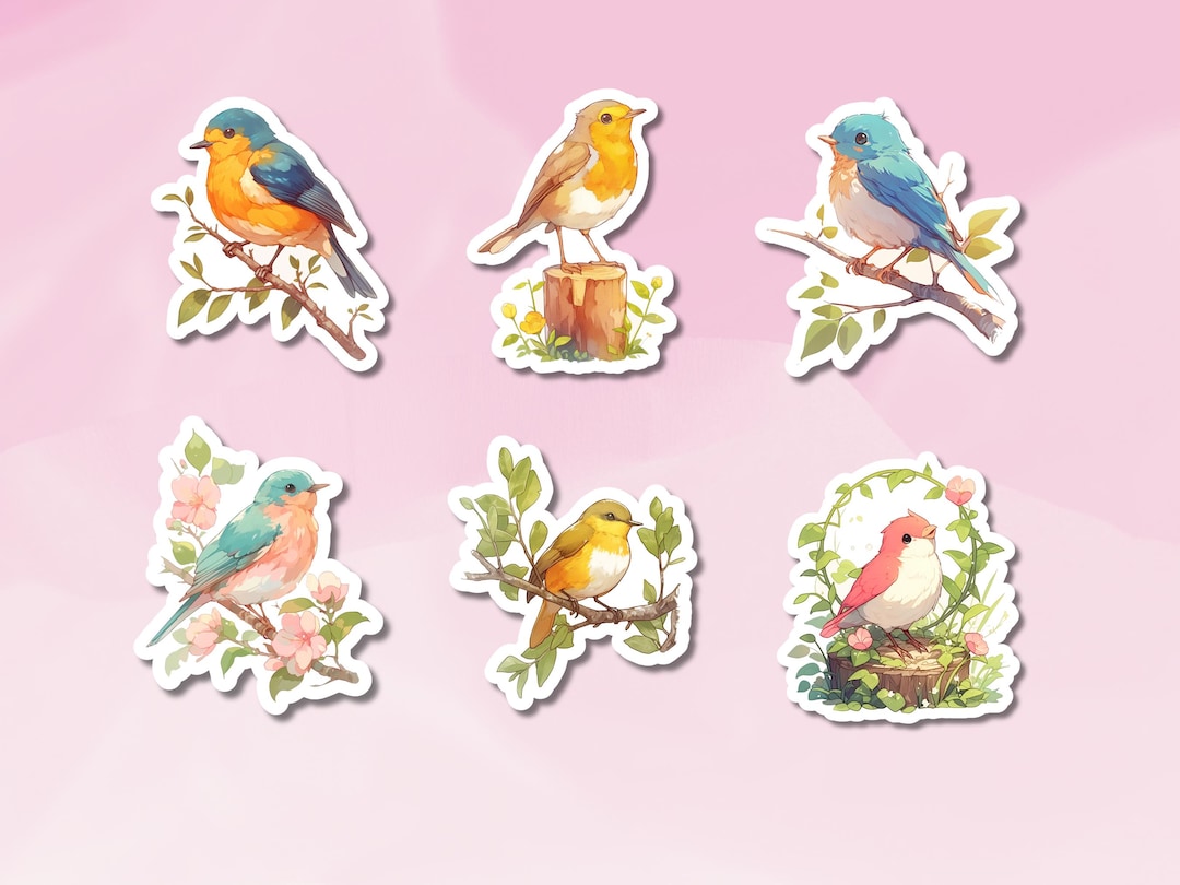 Bird In Flight Sticker Cute Bird Stickers, Various Bird Sticker Set, Animal Sticker, Flying ...