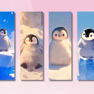 Leuke bladwijzer, schattige pinguïn bladwijzer, schattige pinguïn bladwijzer, bladwijzercollectie, pinguïn in de sneeuw bladwijzercollectie, cadeau boekenliefhebber