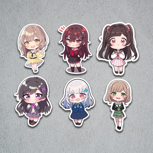 Cute Chibi Schoolgirls, Anime Schoolgirls, Back to School Chibis Sticker Set