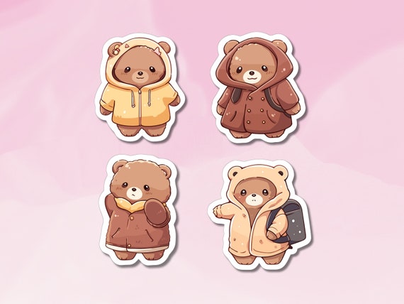Cute Kawaii Bear Die Cut Deco Stickers