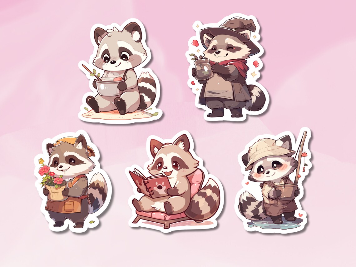 Shoe Rack Raccoon Sticker Cute Raccoon Stickers, Raccoon Sticker Set, Animal Sticker, Forest ...