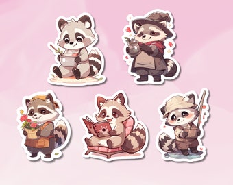 かわいいアライグマのステッカー、アライグマのステッカーセット、動物のステッカー、森の動物のステッカー、BuJo用品、子供用ステッカー