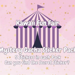 Kawaii Fun Fair Gacha Sticker Pack, Cute Animals visiting a Fun Fair, Gacha Sticker Pack, Sticker Collection, Secret and Rare Sticker