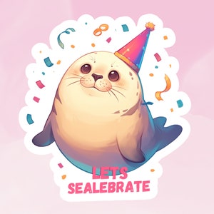 Sealebrate Aufkleber, Süßer Robben-Aufkleber, Party und Geburtstag Aufkleber, Journal und BuJo Zubehör, Süßer Aufkleber