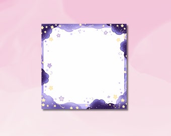 Starry Sky Memopad, Square Notepad, Nightsky Notepad, Stars and Nightsky Notepad, Kawaii Memopad