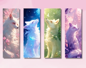 Kitsune Fox Bookmarks, Dreamy Kistune Fox Design, Asian Foxes Bookmarks, Animal Bookmark, Booklover Gift