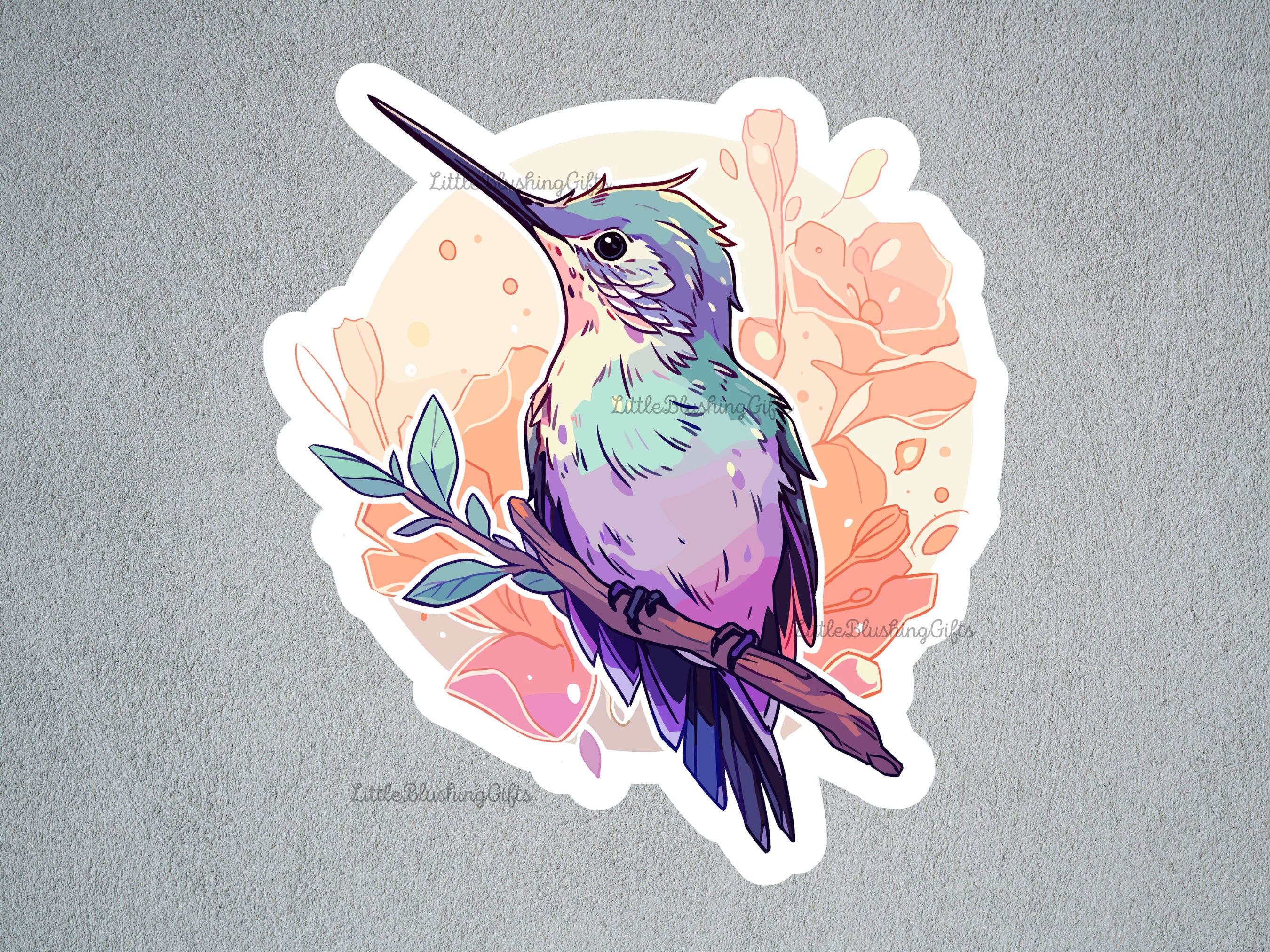 Cute Hummingbird Sticker, Colorful Hummingbird Design, Vivid Colorful ...