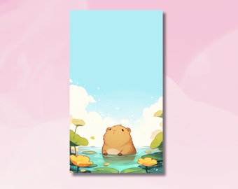 Cute Capybara in a Pond Notepad, Memopad, Capybara Notepad, Sea Animal Notepad, Cute Capybara Notepad