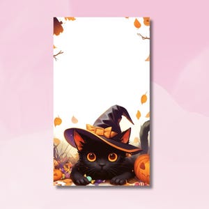 Notatnik Halloween z kotem, uroczy notatnik z kotem czarownicą, notatnik z wibracjami czarownicy, notatnik na listy i rysunki