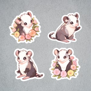 Cute Opossum Sticker, Opossum Sticker Set, Cute Sticker Set, Land Animal Sticker Set, BuJo Stickers, Opossums