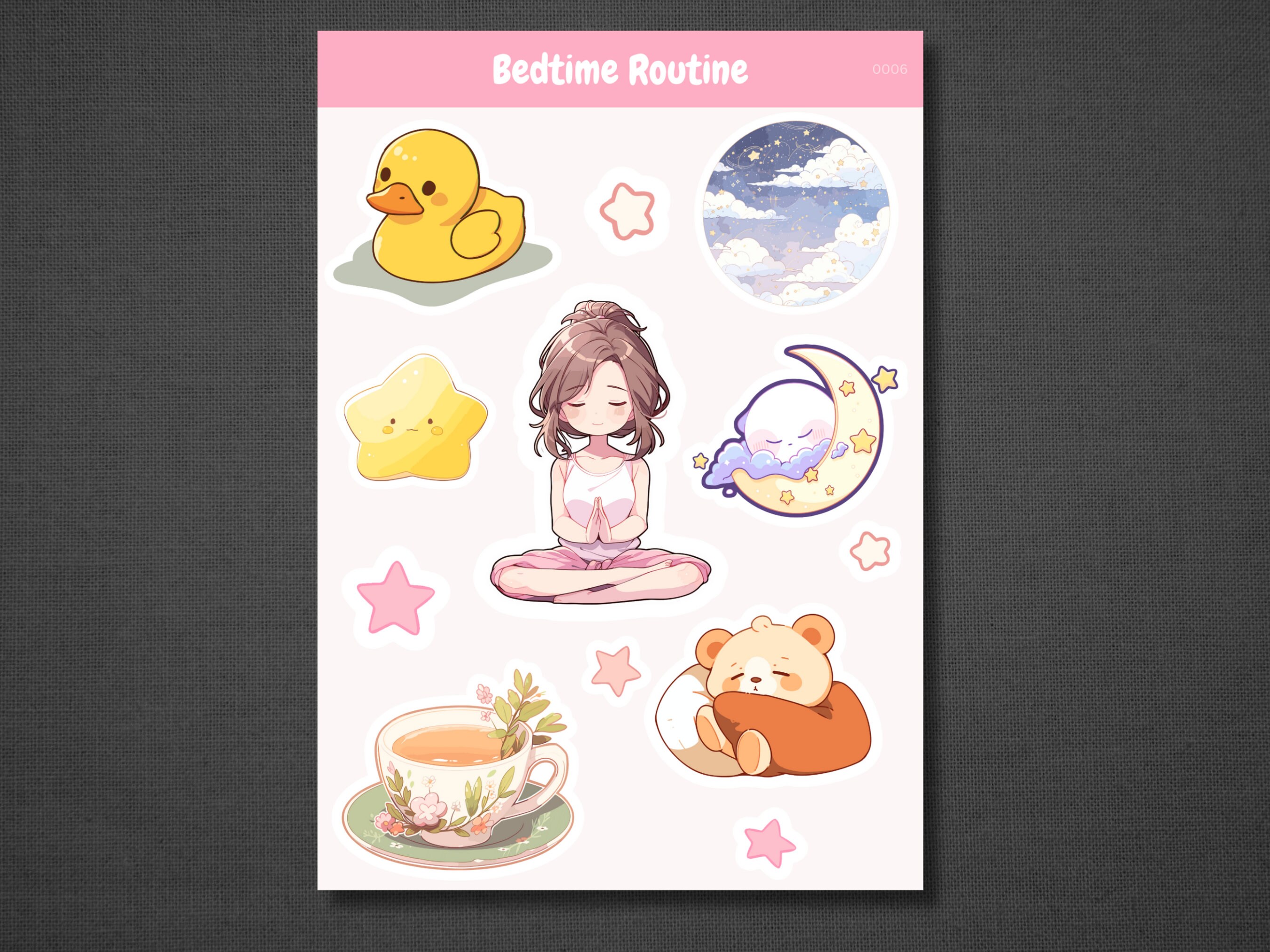 Bed Time Sticker Cute Bedtime Routine Stickersheet, Bedtime Routine Stickers, Bedtime ...