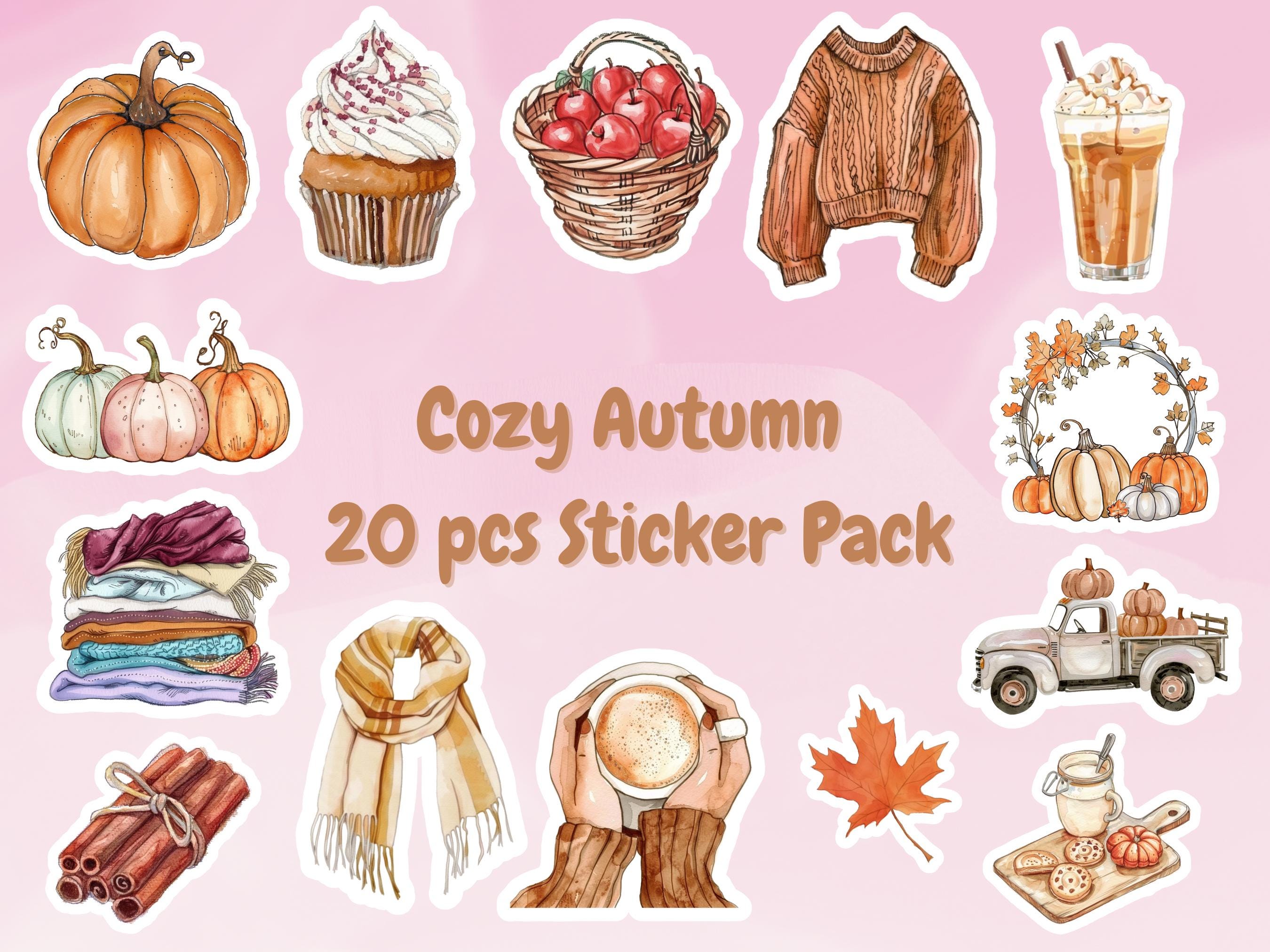 Cozy Autumn Sticker Pack: 20 Die-cut Fall Stickers - Etsy