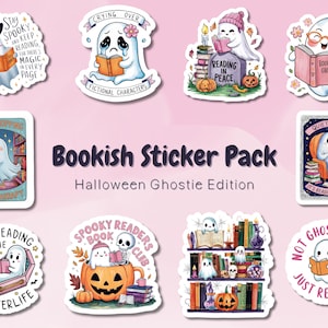 Halloween Bookish Sticker Pack, Süßer Spooky und Geist Buch Sticker Edition, Aufkleber für Ihren Kindle, Kindle Aufkleber, Vinyl Buchaufkleber