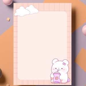 Niedlicher Kawaii Bär Notizblock, A6 Notizblock, Pastellfarben, Bär nippen Notizblock, Kawaii Notizblock, A6 Notizblock