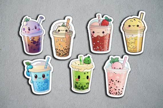 Cute Bubble Tea Sticker, Food Stickers, Glossy Die-Cut Sticker, Decorative Sticker, Journal and Scrapbook Sticker, Bubbletea, Drink Sticker