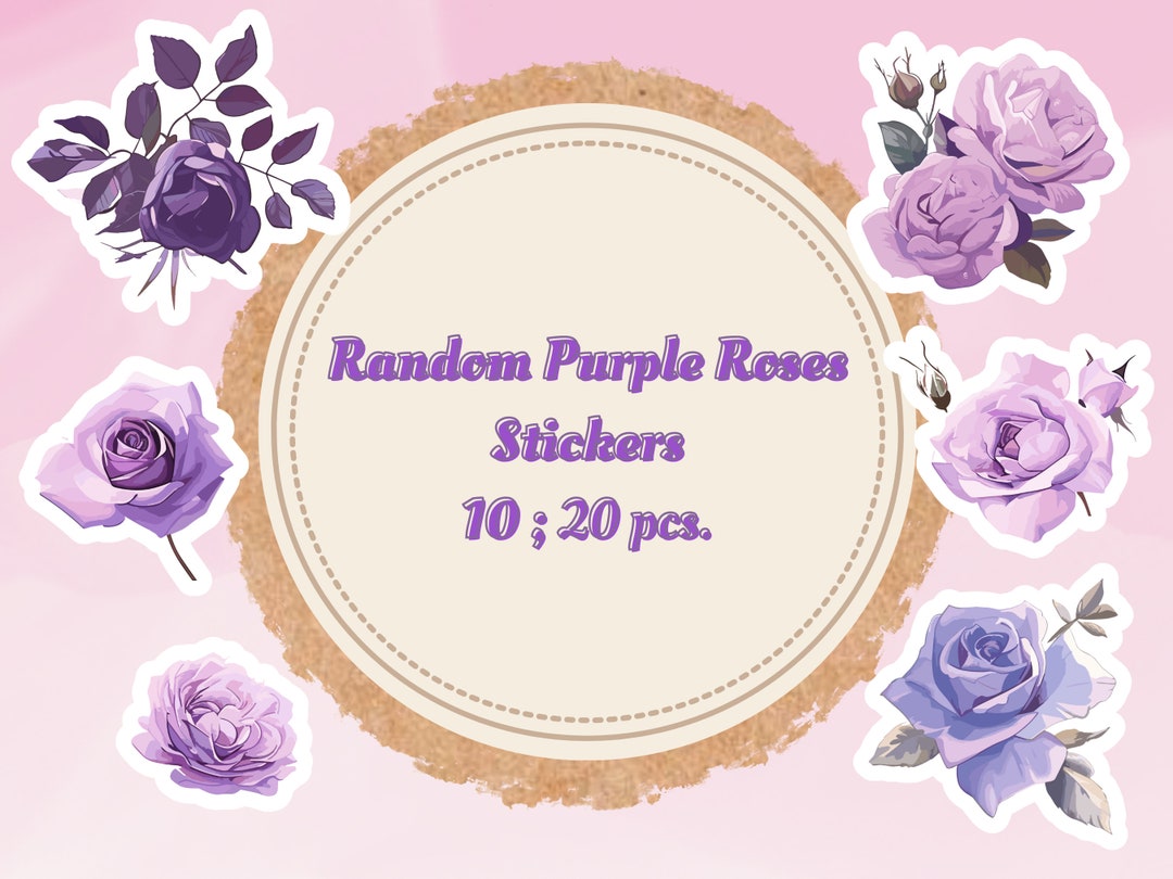 Purple Roses Sticker Mini Pack - A Surprise Bag of Cute Die-cut Roses ...