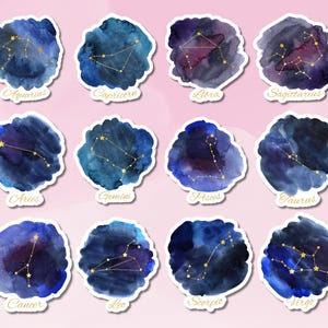Naklejka ze słodkim znakiem zodiaku, Naklejki ze znakiem zodiaku Dark Sky, Zestaw naklejek ze słodkimi znakami zodiaku, Naklejki ze słodkimi znakami zodiaku, Naklejki ze znakami zodiaku