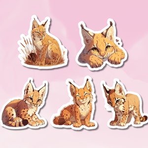 Luchs Sticker, Süßer Luchs, Großer Katzen Sticker, Entzückender Comic Luchs Sticker, Vinyl Luchs Sticker
