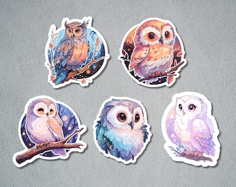Lindas pegatinas de búho, conjunto de pegatinas de búho, pegatina de animales, pegatina de animales del bosque, suministros de BuJo, pegatina para niños, paquete de pegatinas de búho