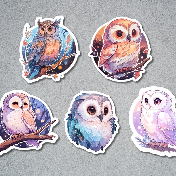 Cute Owl Stickers, Owl Sticker Set, Animal Sticker, Forest Animal Sticker, BuJo Supplies, Kids Sticker, Owl Sticker Pack