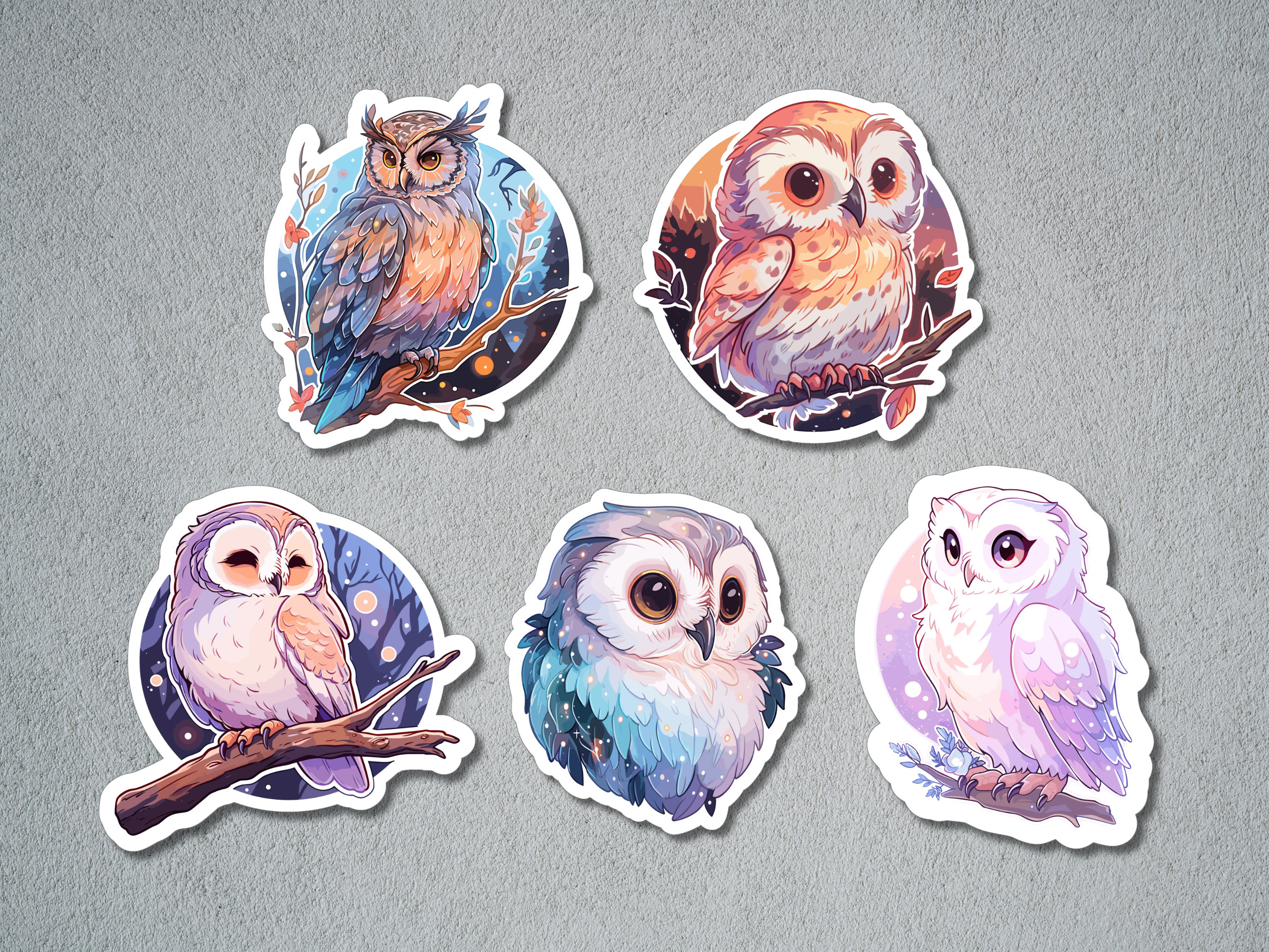 Cute Owl Stickers, Owl Sticker Set, Animal Sticker, Forest Animal Sticker, BuJo Supplies, Kids Stick