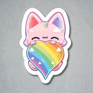 Adesivo gatto arcobaleno, adesivo orgoglio, amore è amore gatto, adesivo mese orgoglio, forniture BuJo, adesivo gatto orgoglio arcobaleno