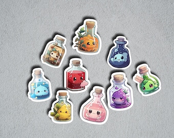 Cute Potion Bottle Sticker, Witchy Stickers, Glossy Die-Cut Sticker, Decorative Sticker, Journal and Scrapbooking Sticker, Potion Bottles