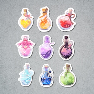 Simpatico nuovo adesivo per bottiglia di pozione, adesivi strega, adesivo fustellato lucido, bottiglie di pozione colorate, diario e adesivo per scrapbooking,