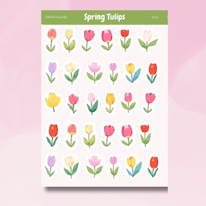 Simpatico foglio di adesivi Tulip Spring, foglio di adesivi A6, foglio di adesivi Tulip per diari e diario