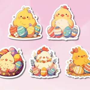 Adesivo carino con pollo pasquale, adesivo carino con pollo, adesivo pulcino di Pasqua, adesivo festivo di Pasqua, BuJo e forniture per diario