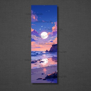 Süße Strand Lesezeichen, Strand-Design, Sommer Design Lesezeichen, Sommer Lesezeichen, Sonnenuntergang Lesezeichen, Tropische Lesezeichen, Geschenk für Buchliebhaber 4. Night Beach