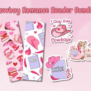 Cowboy Romance Reader Bundle, Aufkleber- und Lesezeichen-Bundle, Romance Novel Bundle, Cowboy-Romanze und Smalltown Romance Aufkleber und Lesezeichen